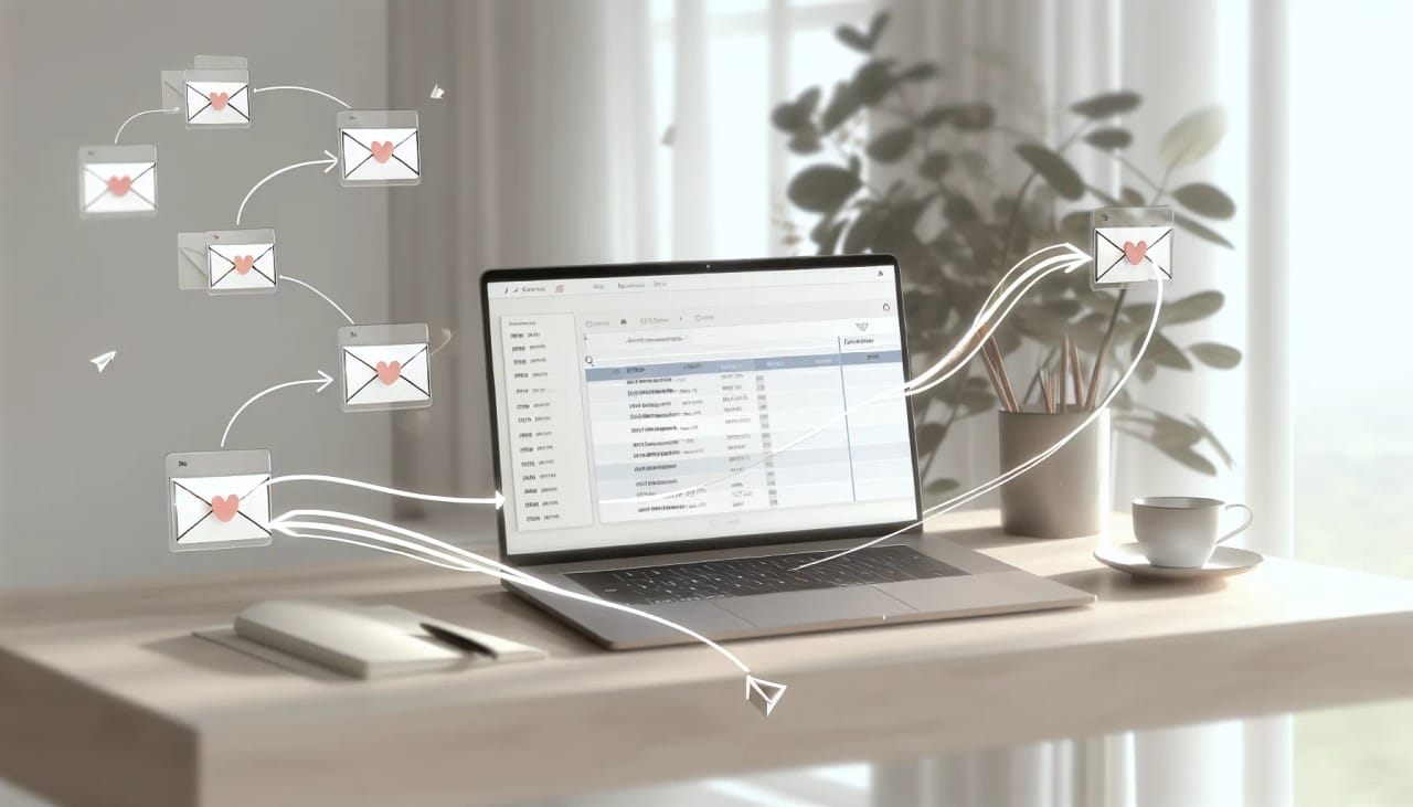 Email message with a forward arrow flowing into a calendar event card, illustrating an inbox-to-calendar workflow