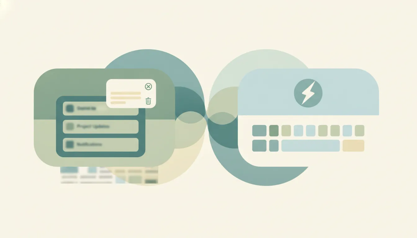 A Fyxer icon and a Superhuman icon side by side above an inbox, representing a comparison of two AI email tools
