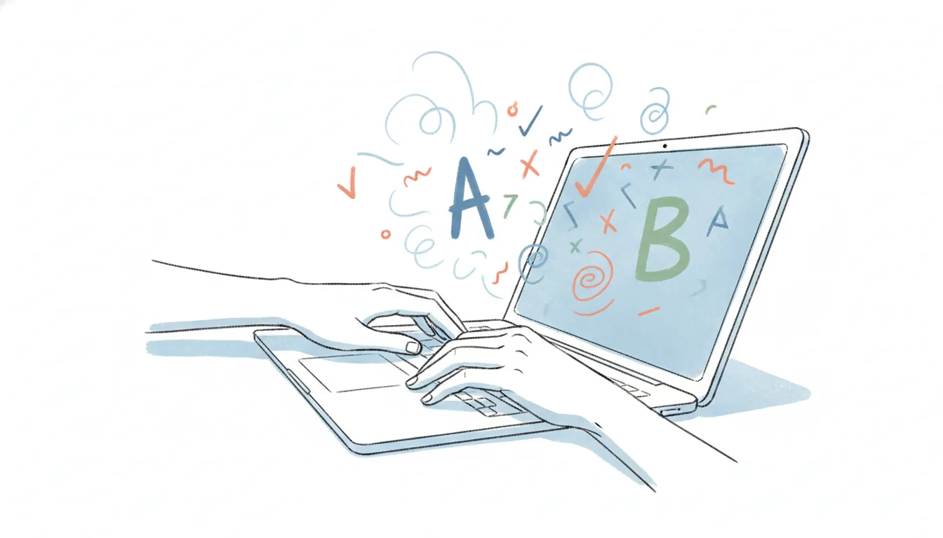Illustration of a document with grammar underlines dissolving, surrounded by alternative writing-assistant app icons