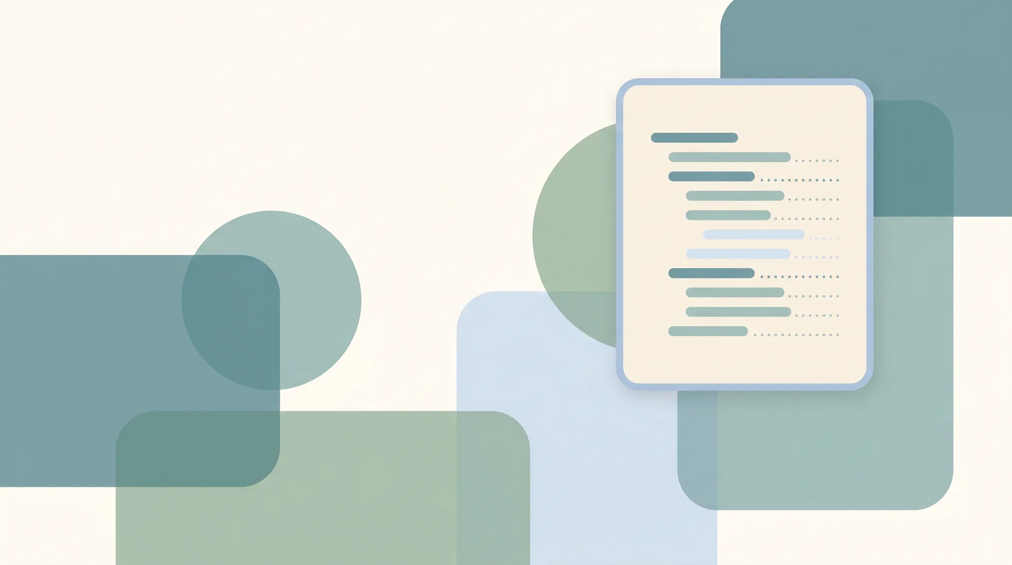 Stylized Google Docs page showing an automatic table of contents with clickable heading links and page numbers