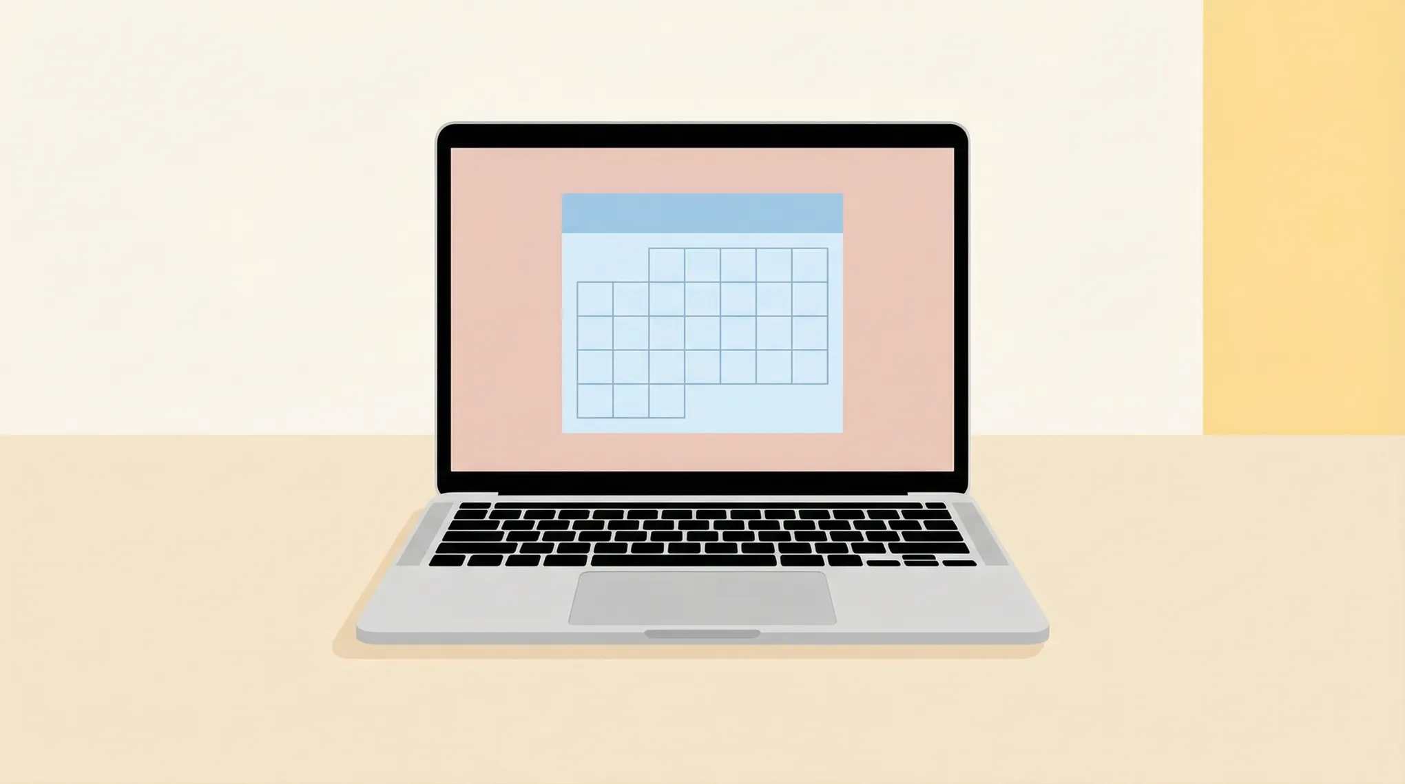 MacBook desktop showing Google Calendar inside Apple Calendar with sync arrows and notification icons