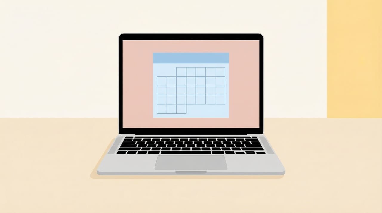 MacBook desktop showing Google Calendar inside Apple Calendar with sync arrows and notification icons