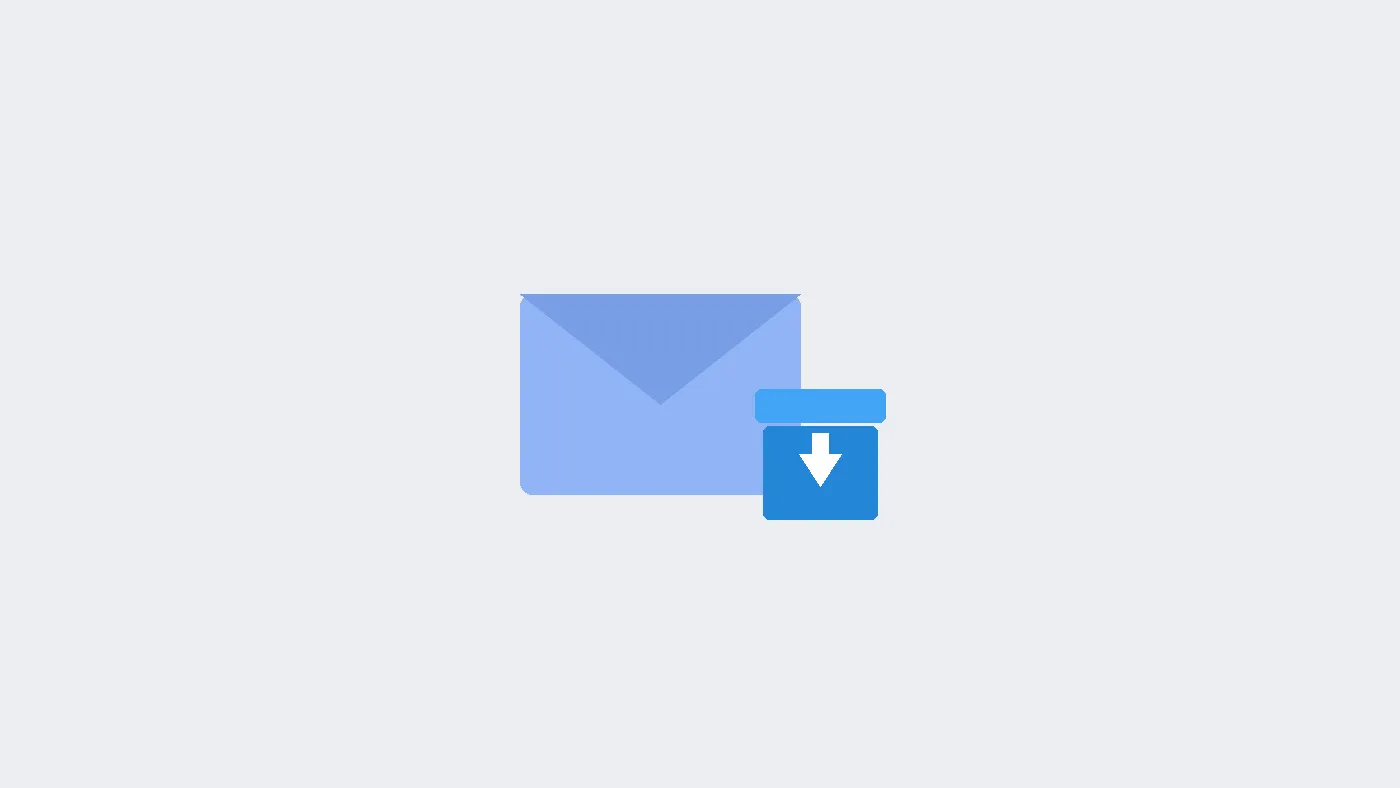 Gmail inbox with emails sliding into an archive folder, leaving a tidy zero-inbox view