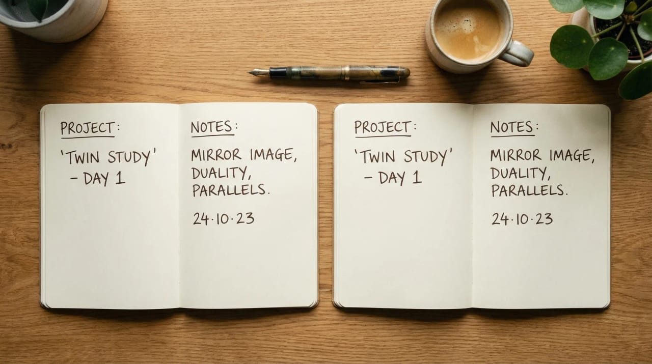 Two Google Calendars side by side with events automatically duplicating from one to the other via an arrow