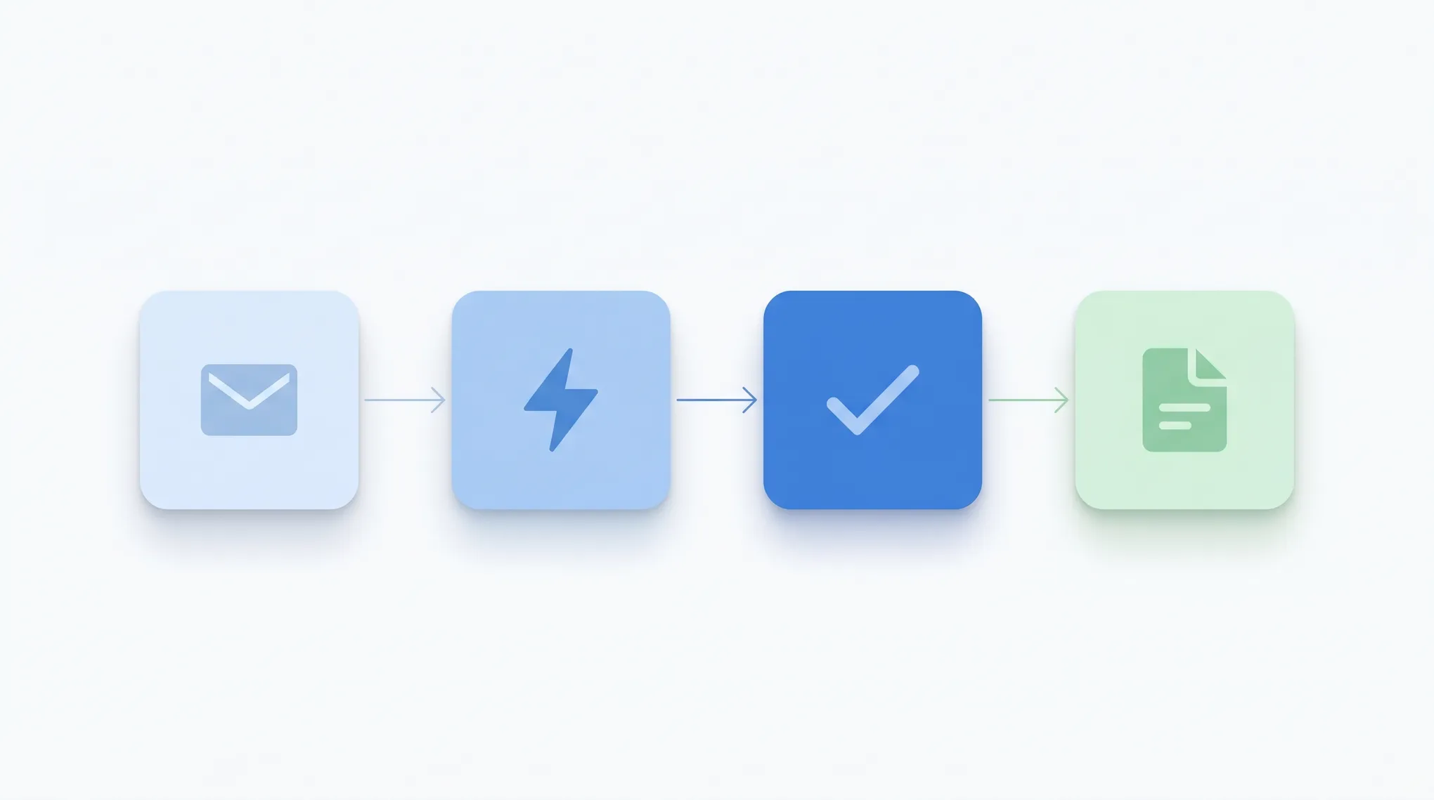 AI assistant icon orchestrating workflow icons for email, calendar, tasks, and documents in a hub-and-spoke layout