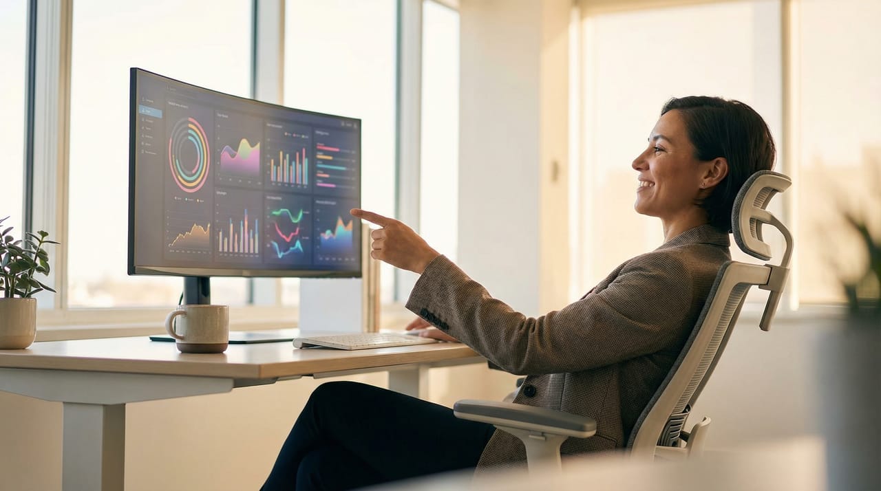 AI assistant analyzing charts and graphs from a database, transforming raw data into clear visualizations