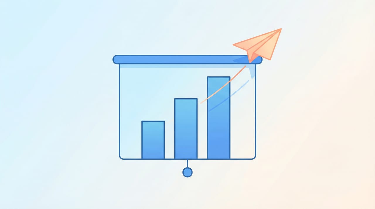 AI agent compiling metrics and charts from multiple data sources into a polished slide deck delivered by email