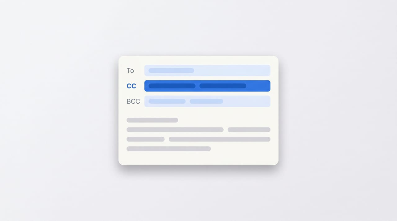 Outlook compose window with the CC field expanded showing additional recipient chips and avatars