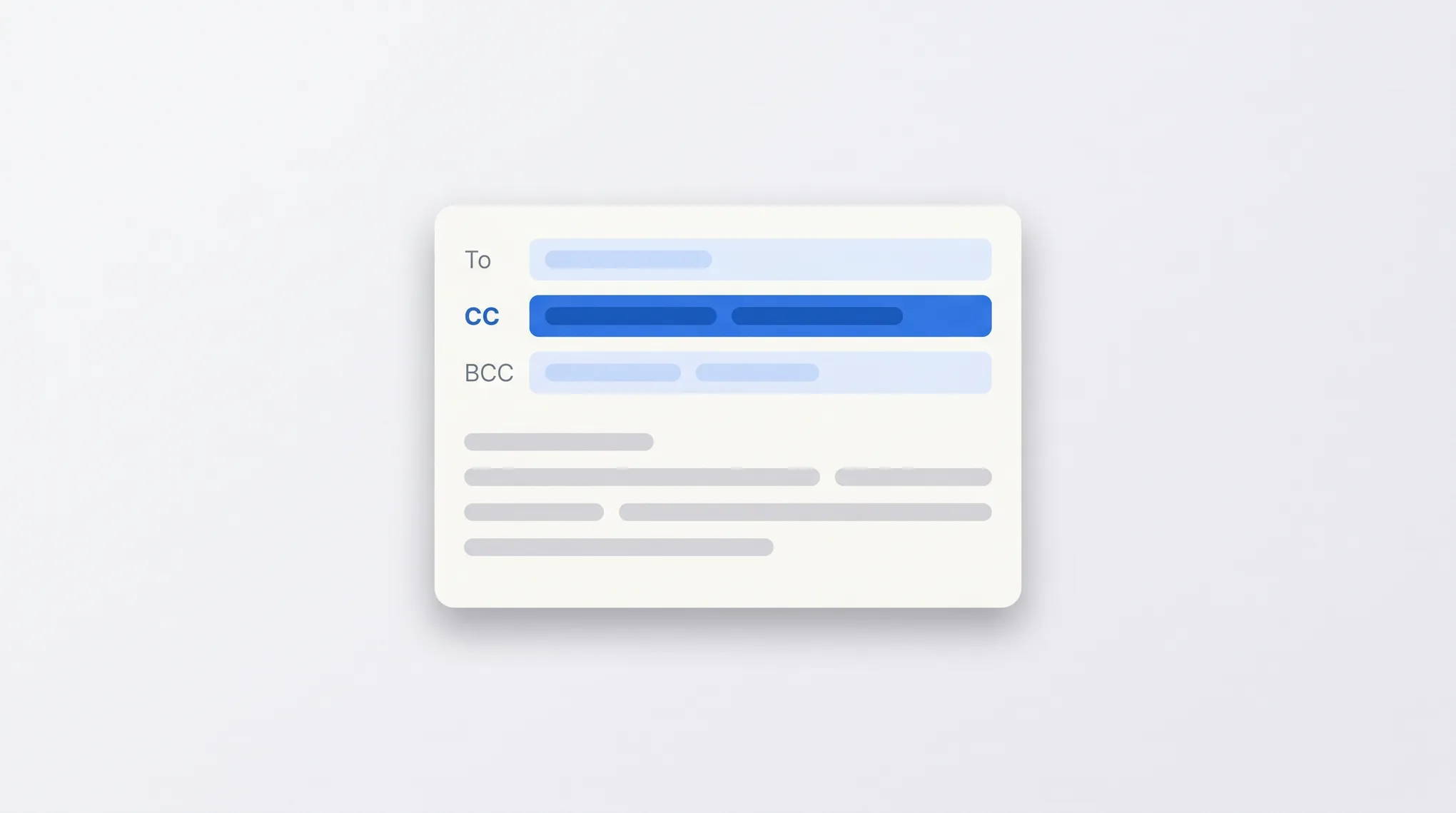 Outlook compose window with the CC field expanded showing additional recipient chips and avatars