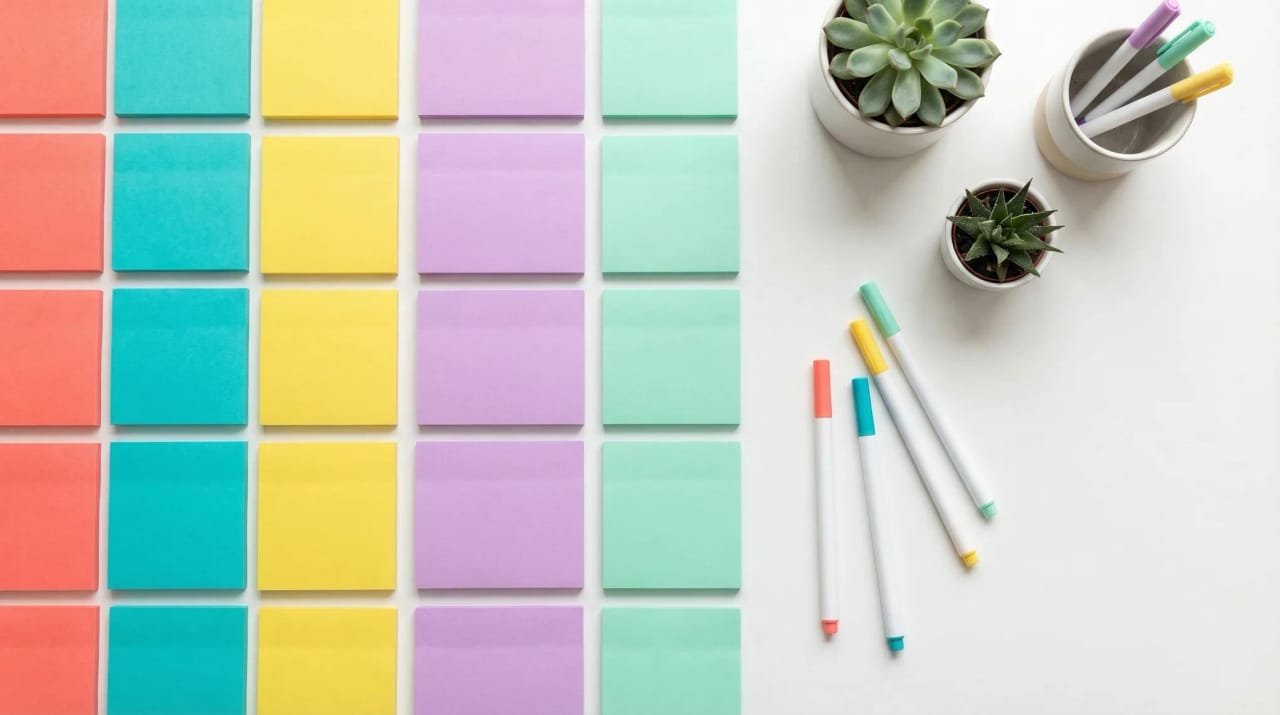 Google Calendar grid with events painted in vibrant categorical colors for work, personal, and focus blocks