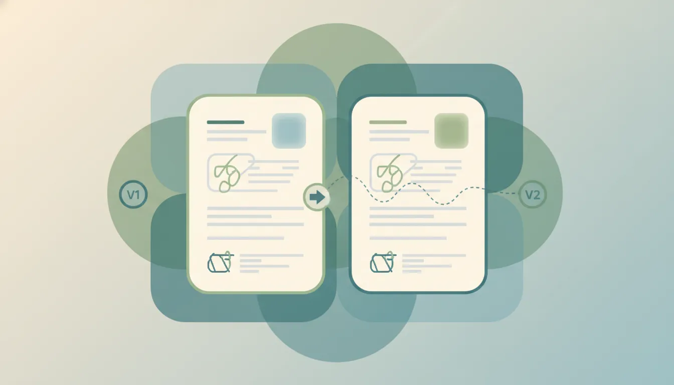 Two document pages side by side with the differences highlighted between them