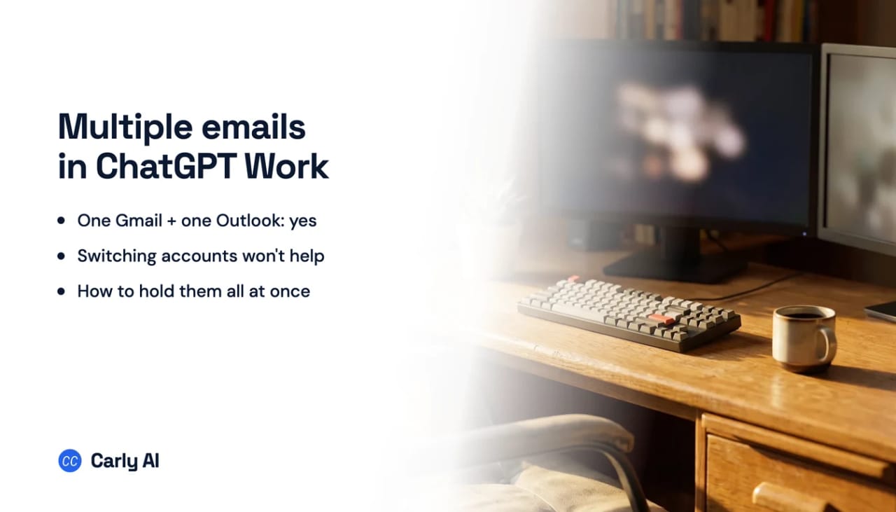 A Gmail account and an Outlook account connected to one ChatGPT Work run