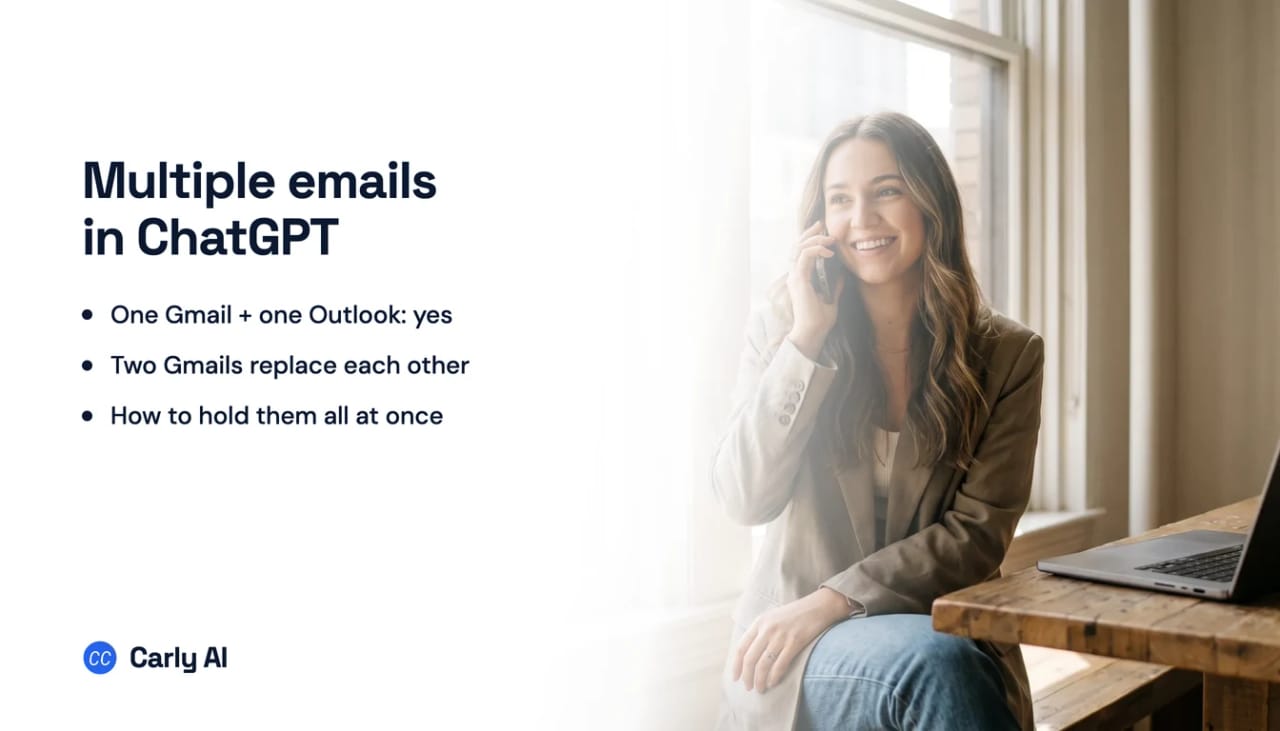 A Gmail account and an Outlook account connected to one ChatGPT conversation