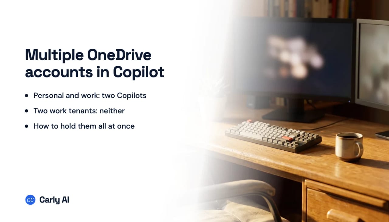 Several OneDrive accounts connected to a single Copilot assistant