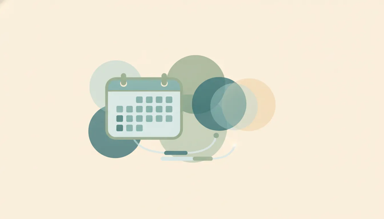 Illustration of a shared team calendar in Outlook with multiple member avatars and overlapping color-coded events