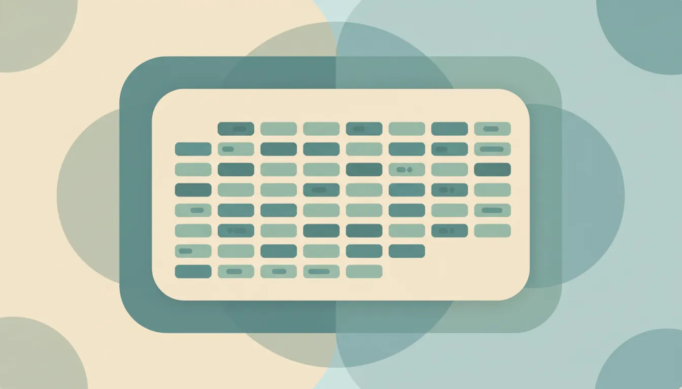 A document page with a clean grid of soft rounded cells in rows and columns