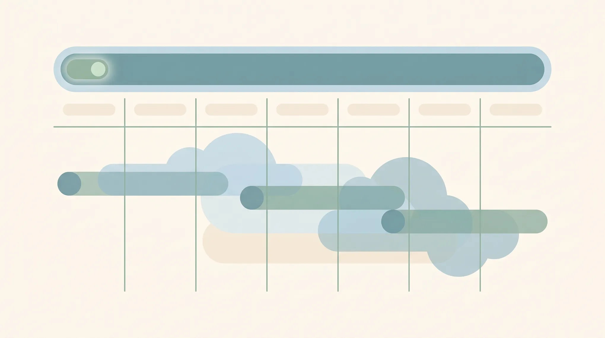 Google Calendar grid with a colored all-day event banner spanning the top of a selected date