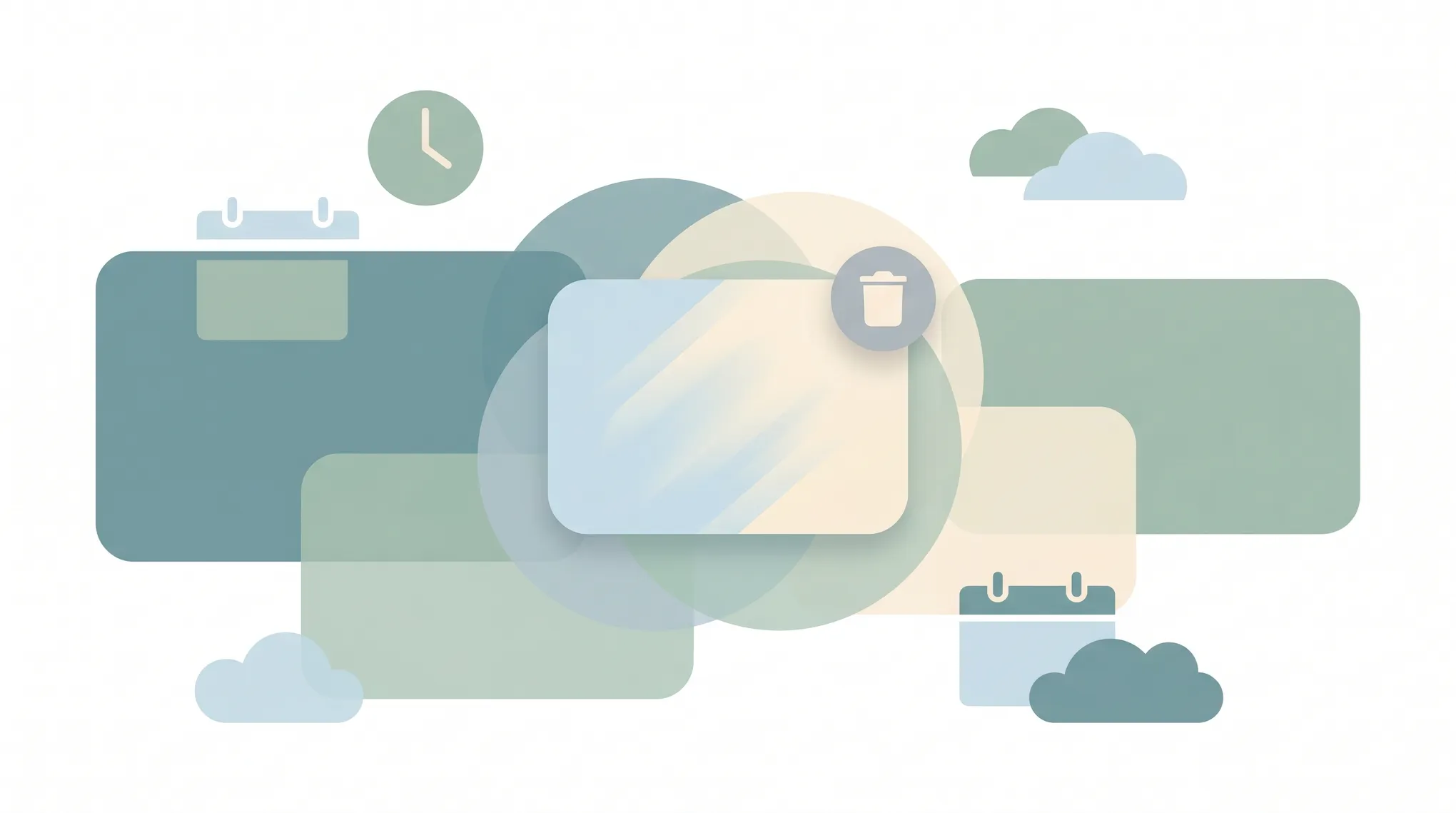 Illustration of a SharePoint site tile being dragged toward a recycle bin with warning icon and confirmation prompt
