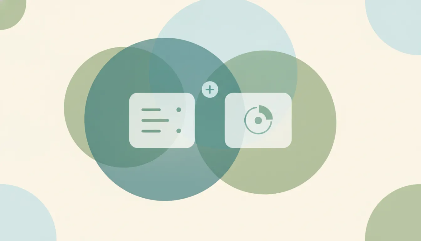 Two profile cards linked by a small badge with a plus mark between them
