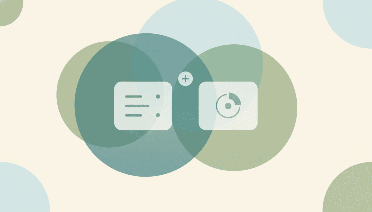 Two profile cards linked by a small badge with a plus mark between them
