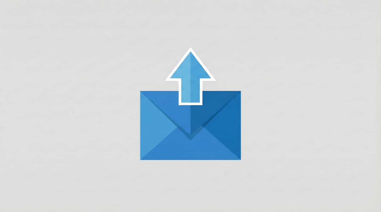 Illustration of an Outlook inbox exporting messages into PST and CSV file icons with a downward export arrow