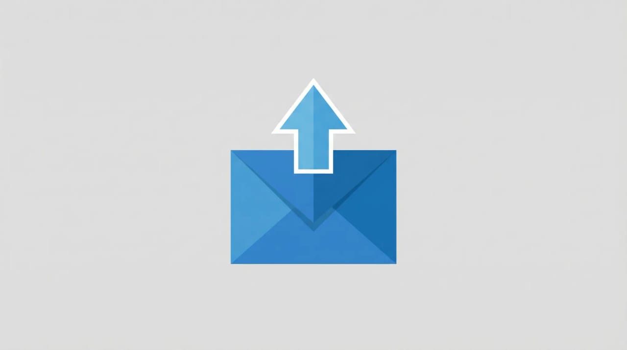 Illustration of an Outlook inbox exporting messages into PST and CSV file icons with a downward export arrow