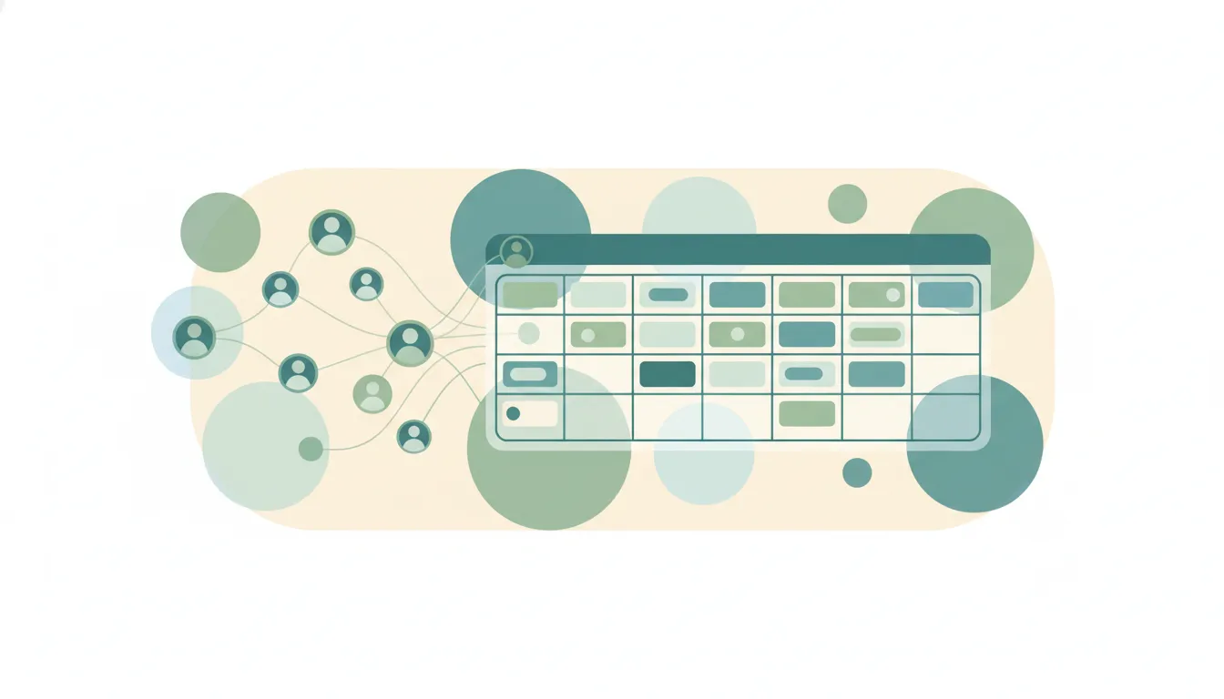 A network of profile tiles flowing into a clean downloadable spreadsheet