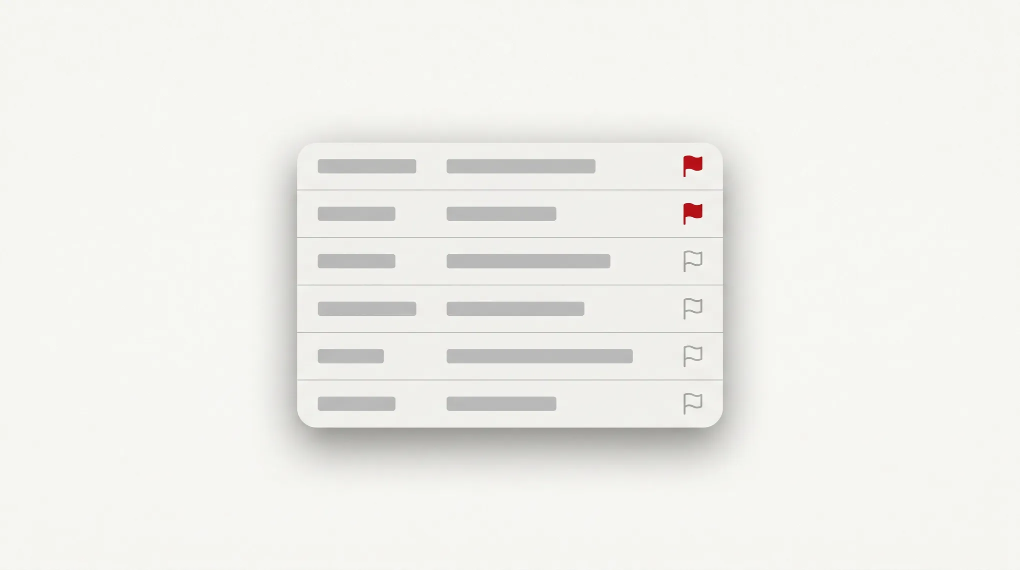 Illustration of an Outlook inbox with several emails marked by colored flag icons indicating priority and follow-up