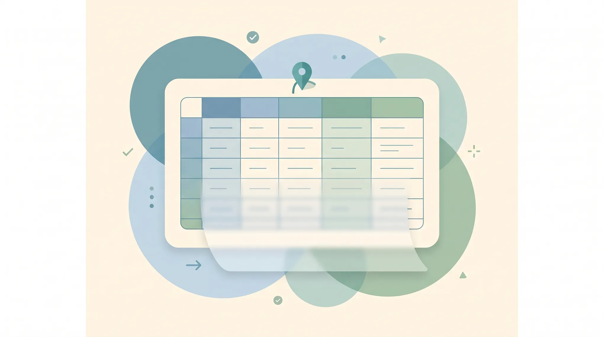 Illustration of a Google Sheets spreadsheet with the header row pinned by a snowflake icon while data rows scroll below