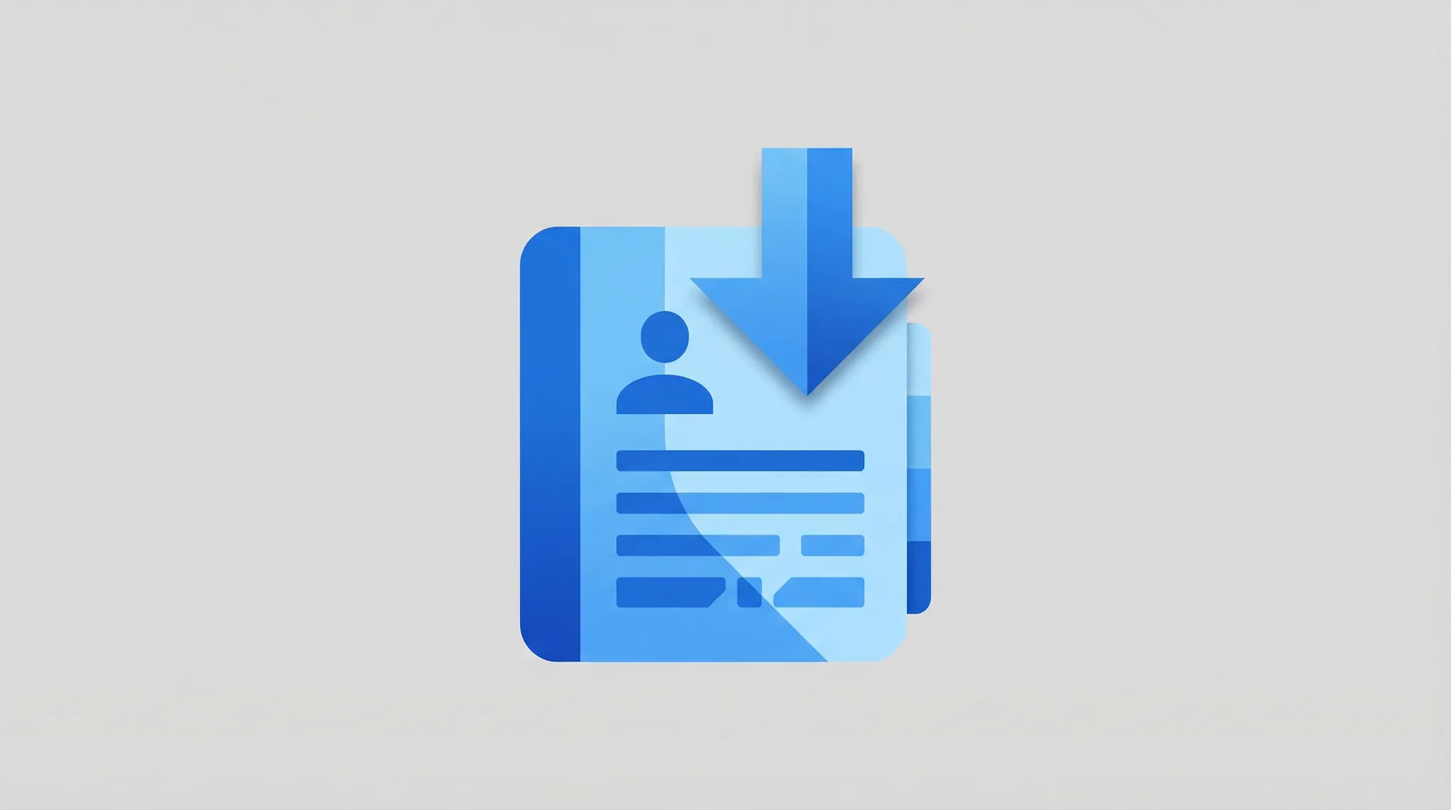 Illustration of a CSV file flowing through an import arrow into an Outlook contacts list with address book icons