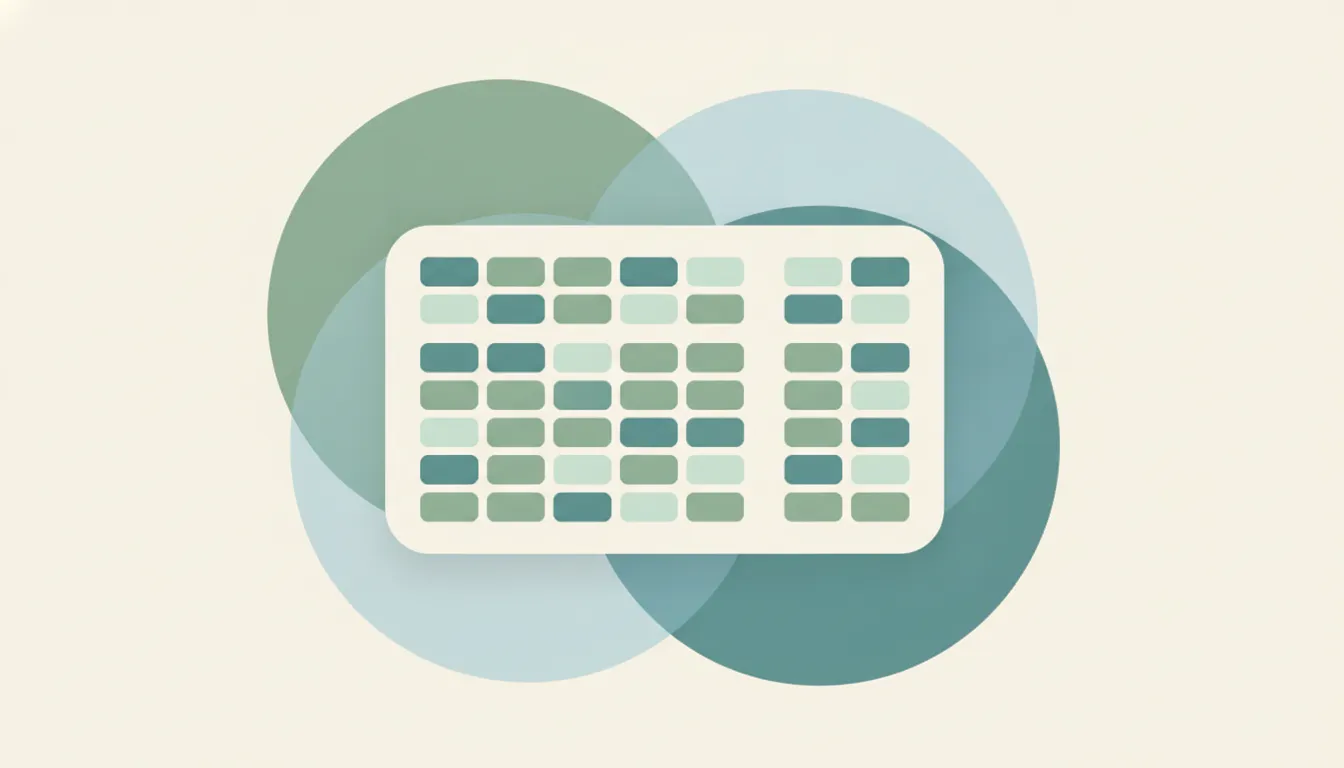 A clean grid of empty table cells on a slide with soft alternating row shading