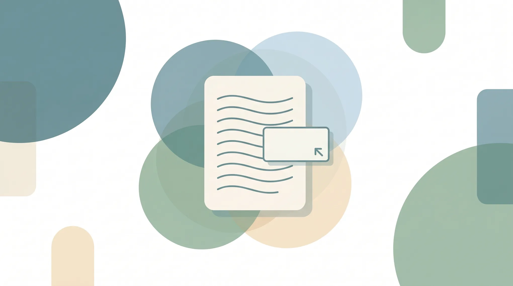 Illustration of a Google Docs page with a floating text box overlay surrounded by drawing and shape tool icons