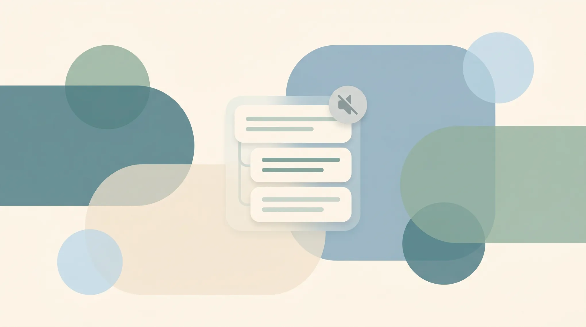 Illustration of a Gmail conversation thread with a mute speaker icon silencing notifications while the thread archives