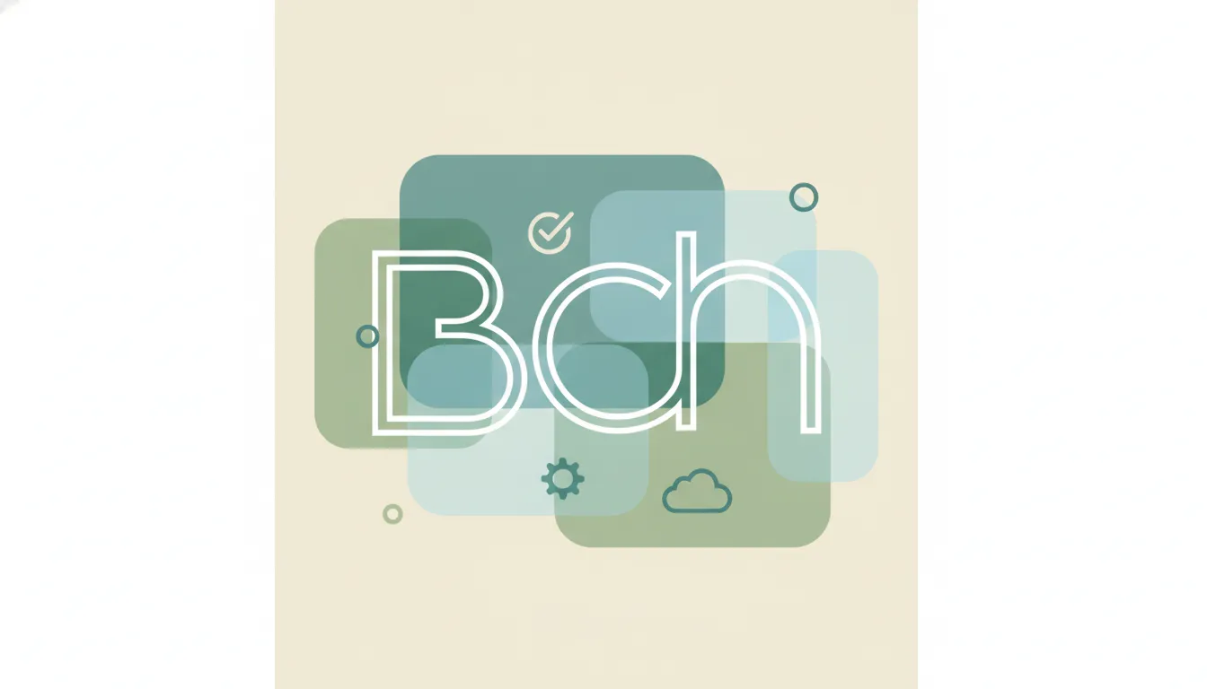 Soft hollow letterforms with a clean outline ring sitting over layered circles
