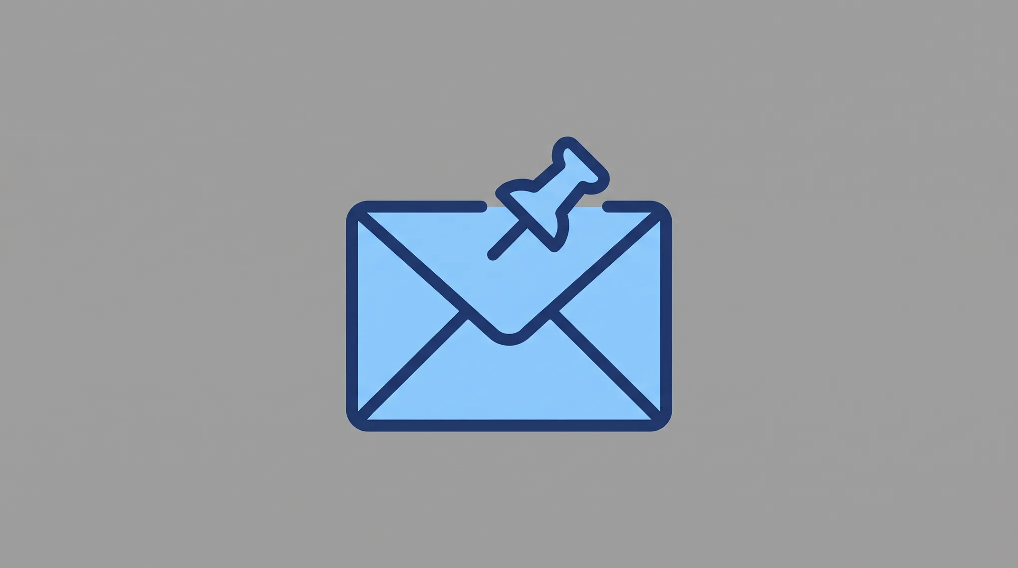 Illustration of an Outlook inbox with key emails held at the top by pushpin icons separating them from regular messages