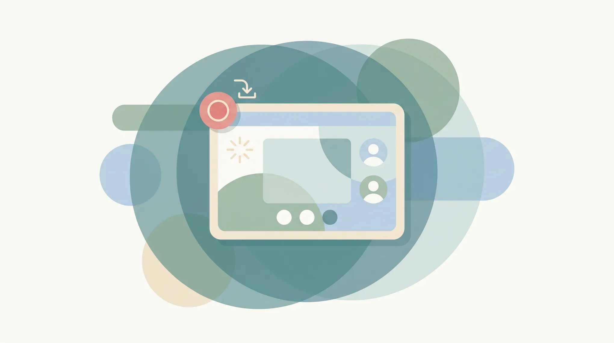 A video window with a red record dot and a save-to-disk icon, representing a Zoom meeting being recorded