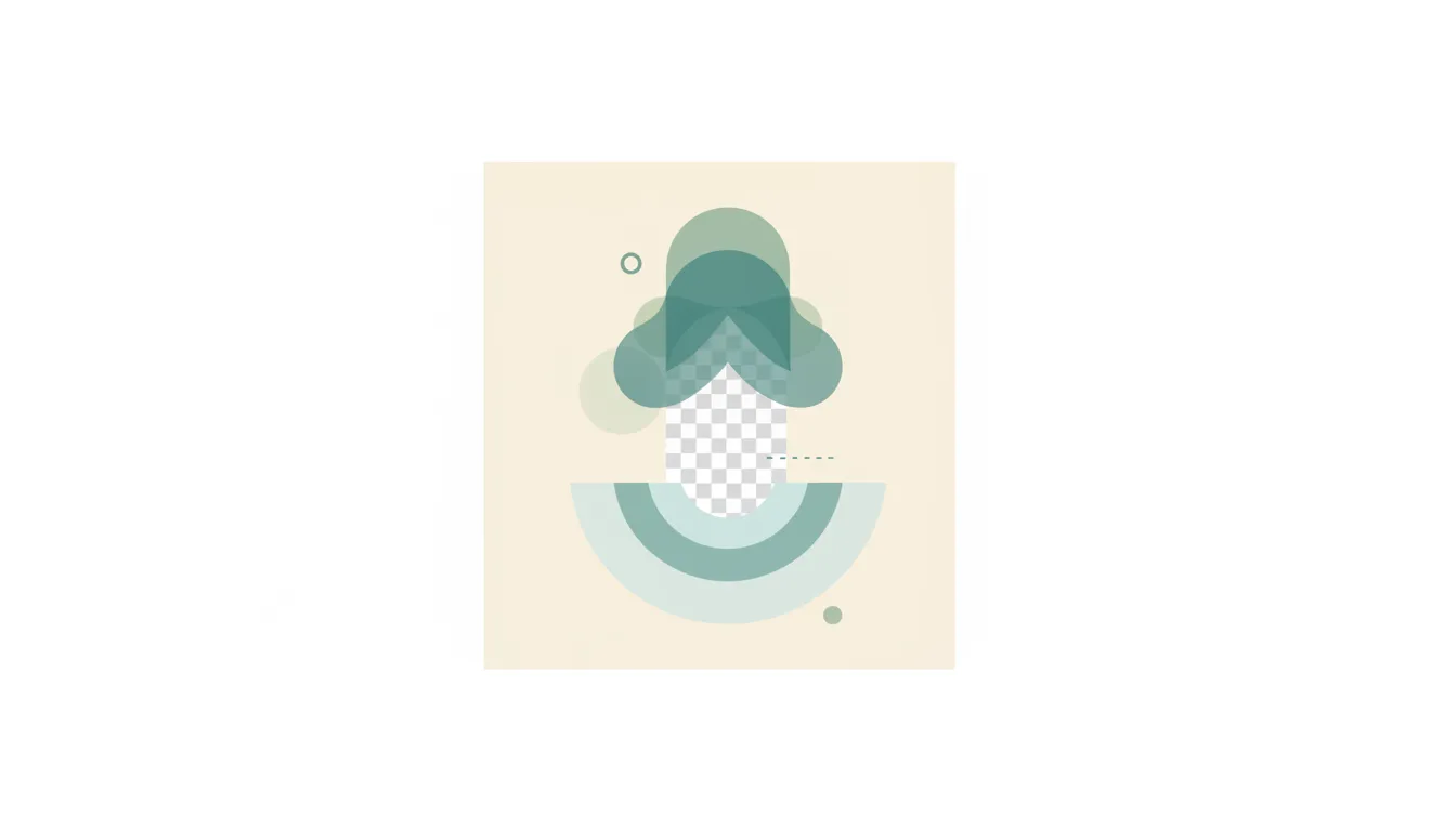 A soft subject shape lifting cleanly off a fading checkered backdrop over layered circles
