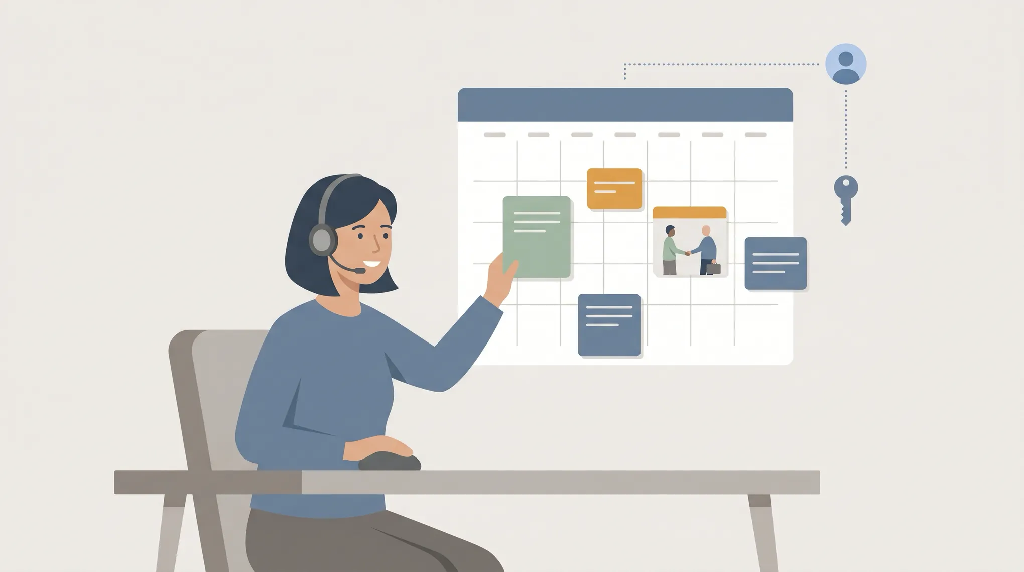 An assistant managing a delegated calendar for someone else, booking a meeting on their behalf