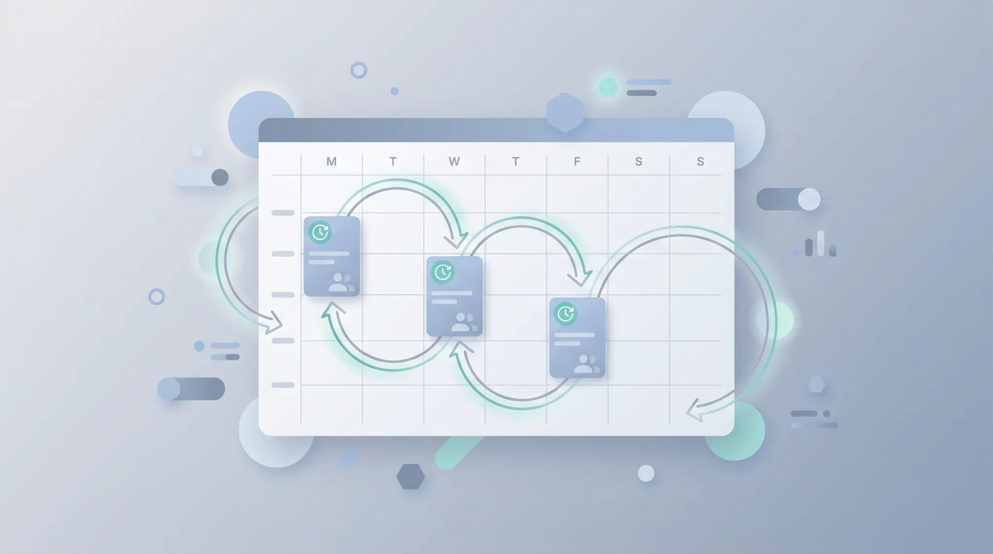 A calendar with a weekly meeting repeating across several days, illustrating a recurring Microsoft Teams meeting series