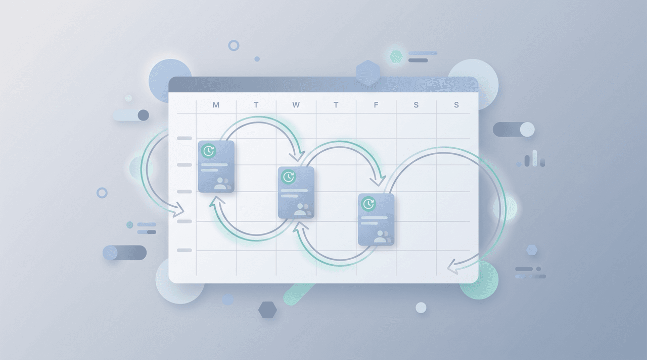 A calendar with a weekly meeting repeating across several days, illustrating a recurring Microsoft Teams meeting series