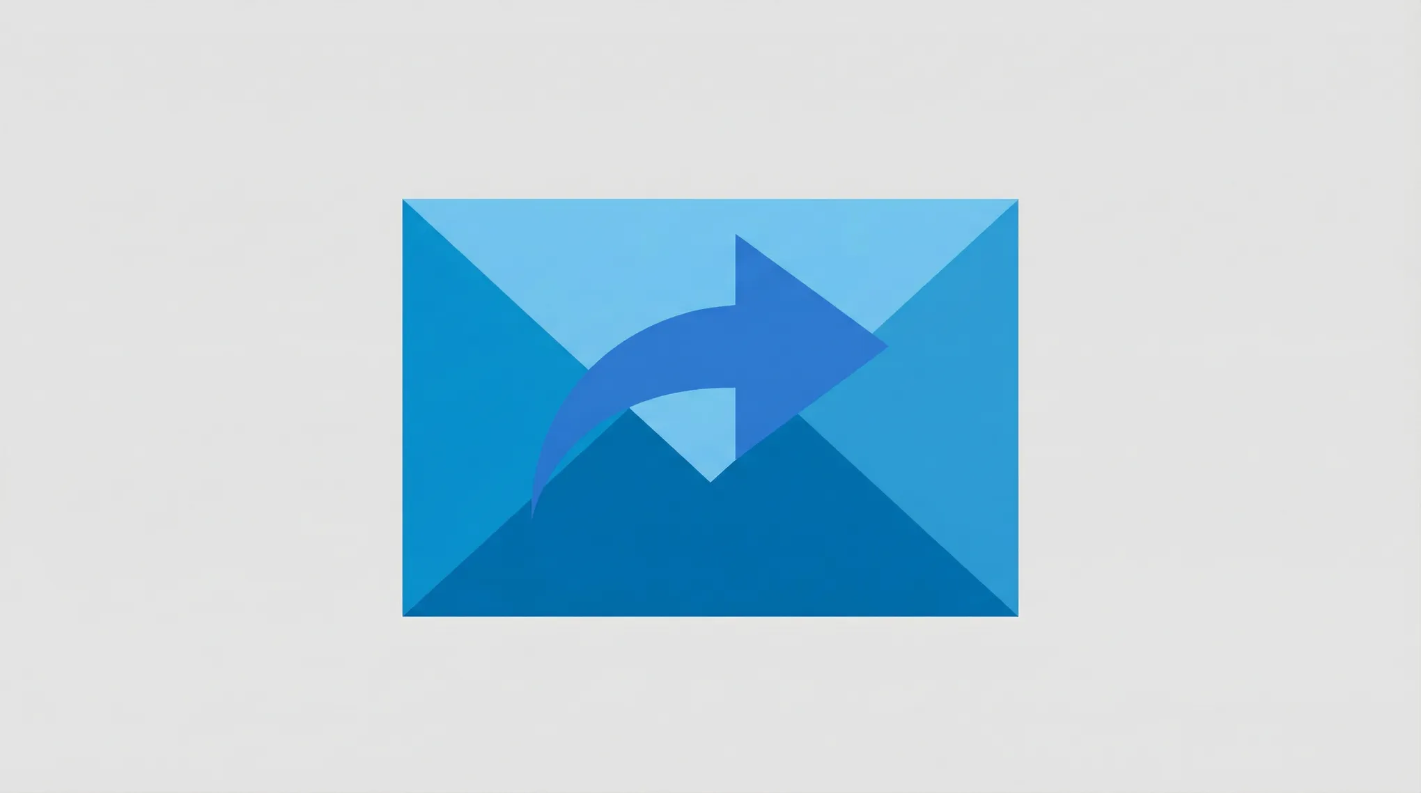 Illustration of an Outlook inbox with a forwarding arrow routing incoming messages to another mailbox via a rule icon