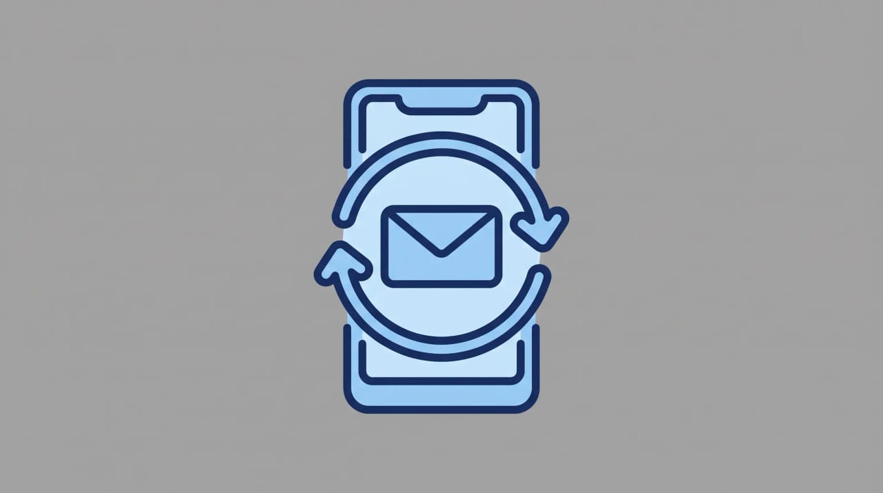 iPhone displaying Outlook mail, calendar, and contacts syncing from a Microsoft 365 cloud icon