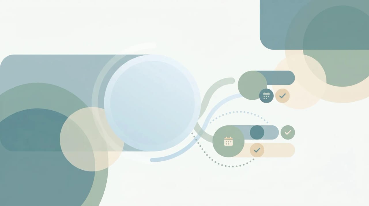 One large circle splitting into several smaller grouped circles, representing breakout rooms in Google Meet