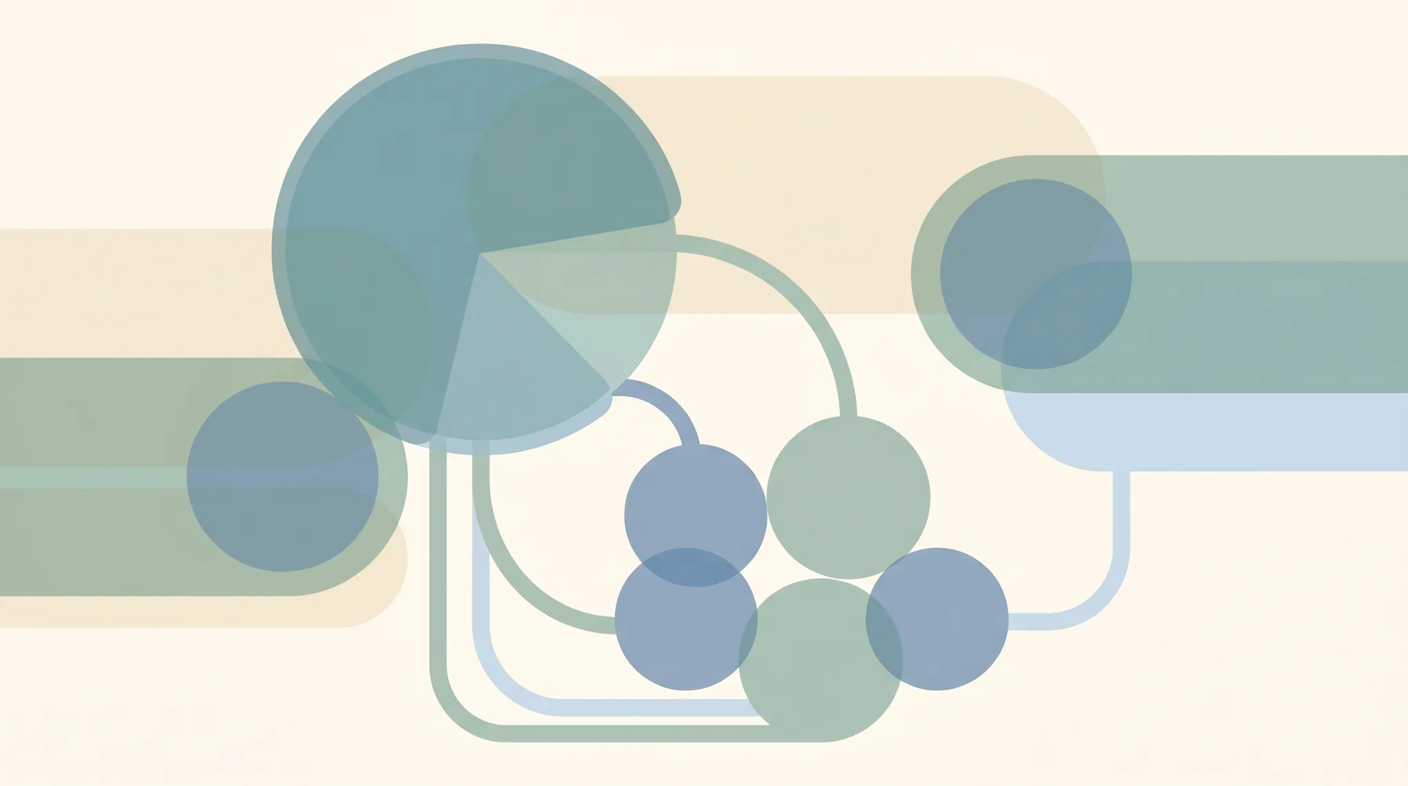 One large meeting circle splitting into several smaller grouped circles, representing breakout rooms in Microsoft Teams