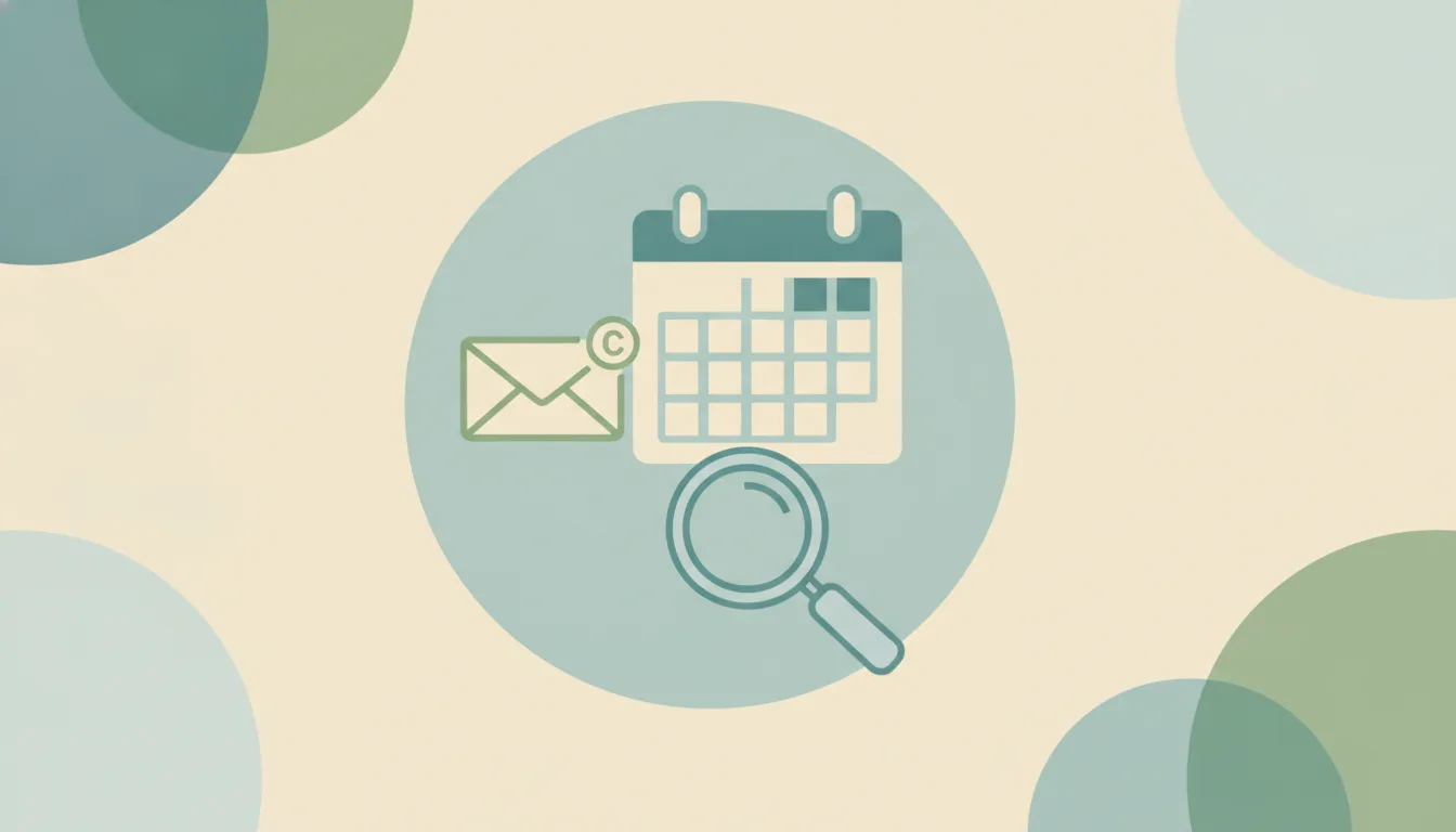 An abstract envelope with a small assistant figure stepping out of it onto a calendar grid, with booked time blocks snapping into place
