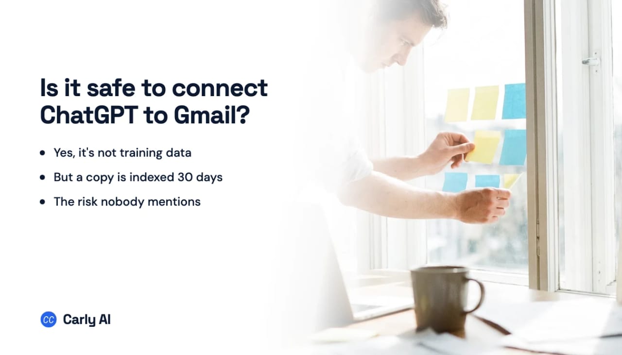 A padlock beside a Gmail inbox connected to a chat window