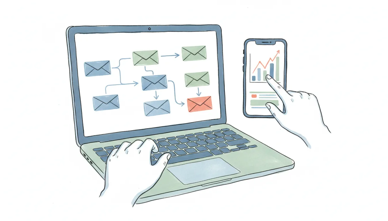 Ecommerce email flow dashboard showing active-profile billing tiers, surrounded by alternative email tool icons
