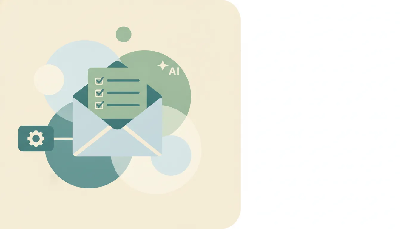 Email envelope card with an AI sparkle and emerging checklist, illustrating an email-first AI chief of staff