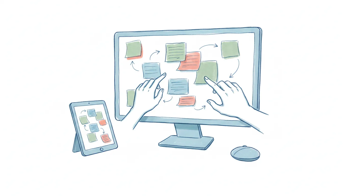 A collaborative whiteboard canvas surrounded by icons of alternative whiteboard and diagramming tools