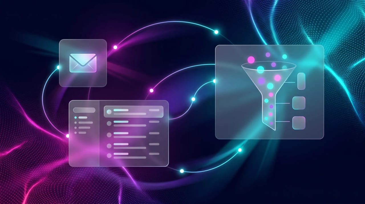 Grid of AI email client icons positioned around an inbox representing Notion Mail alternatives